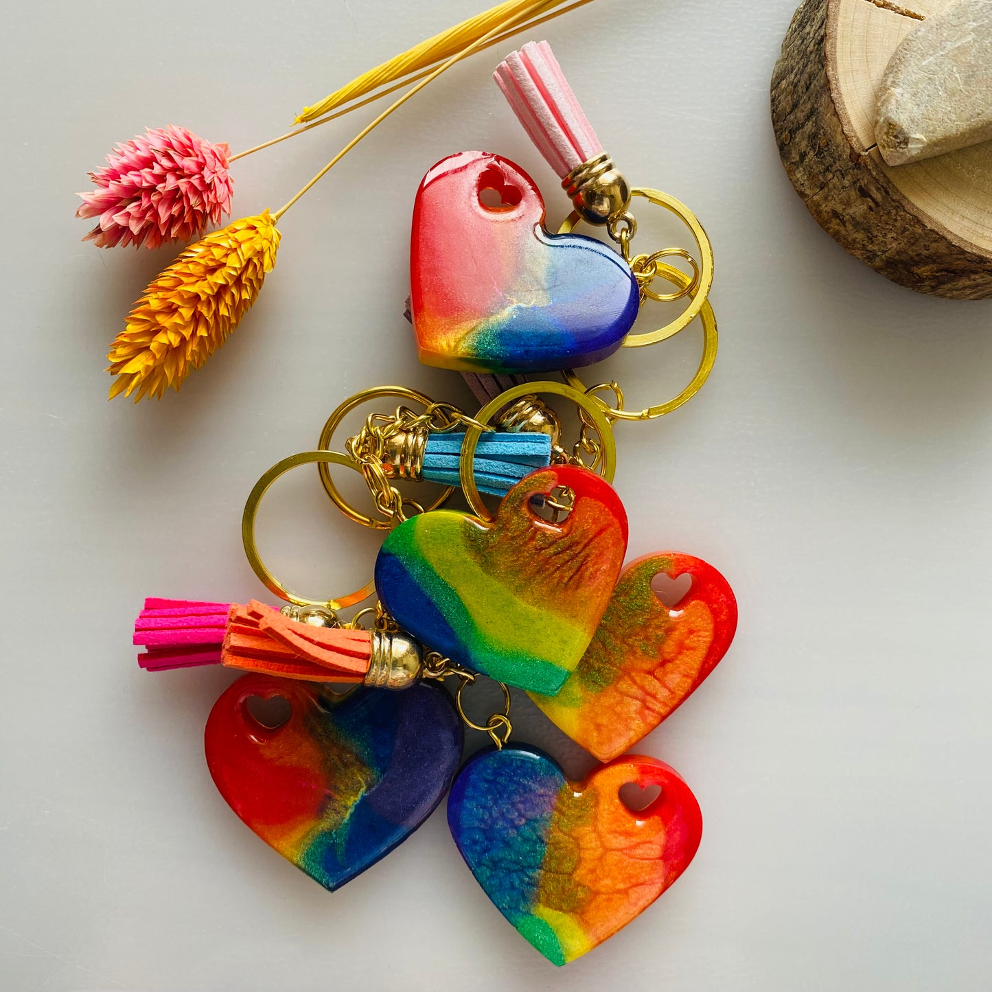 Hartjes sleutelhanger - regenboog