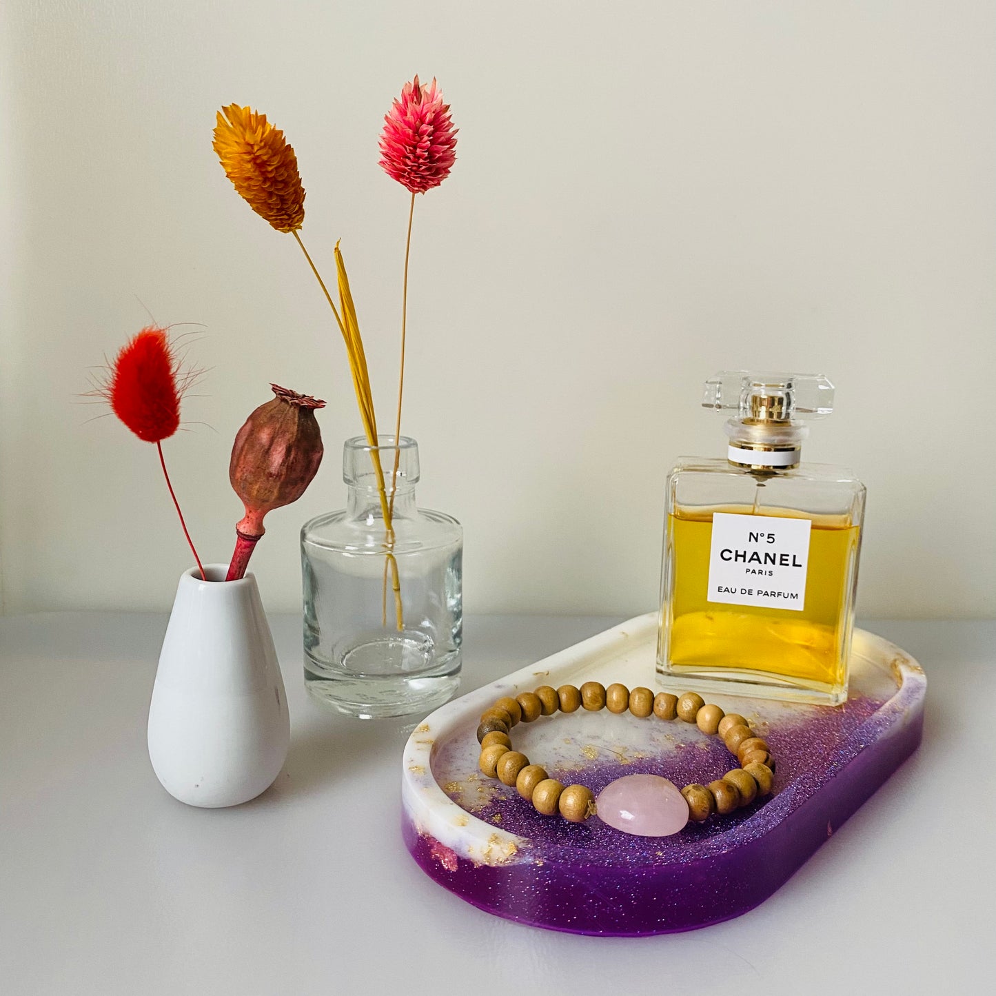 Ovaal - glitter paars met wit