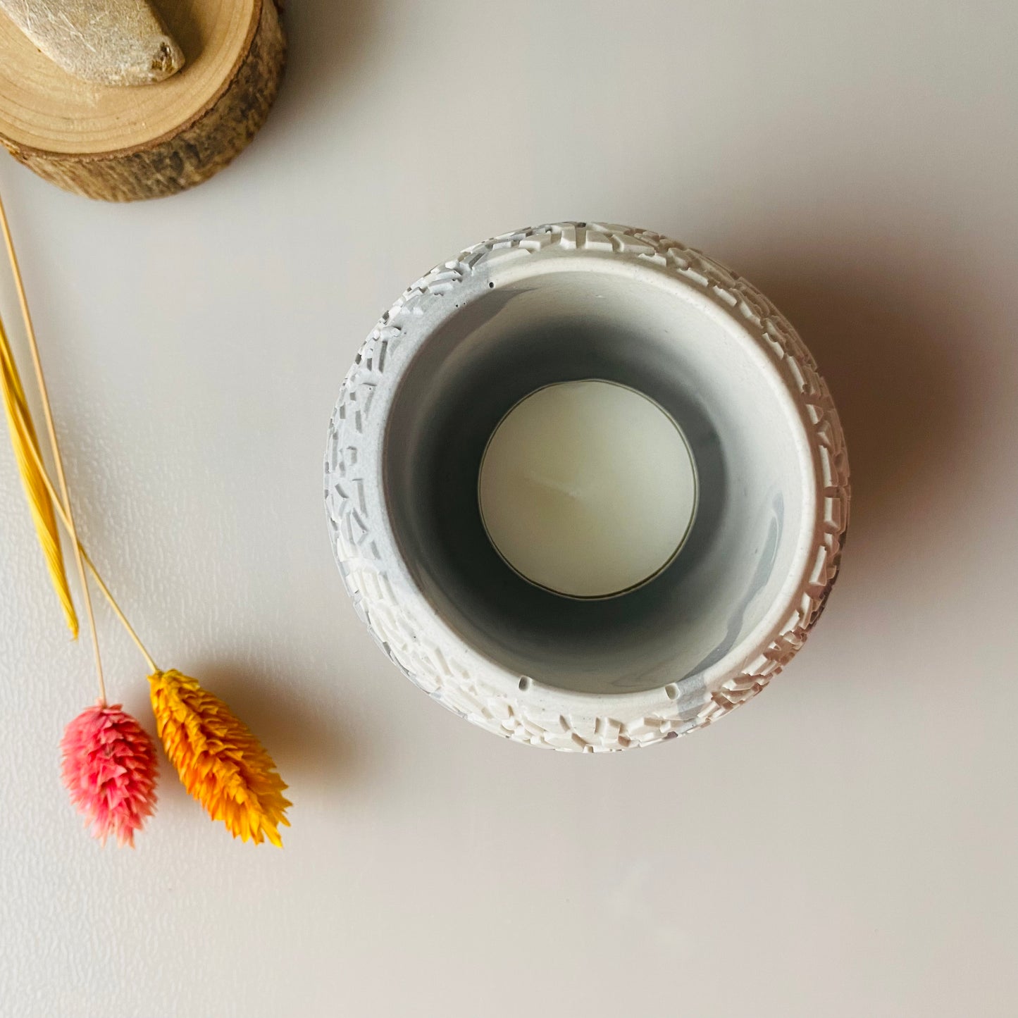 Waxinelicht houder - soft grey