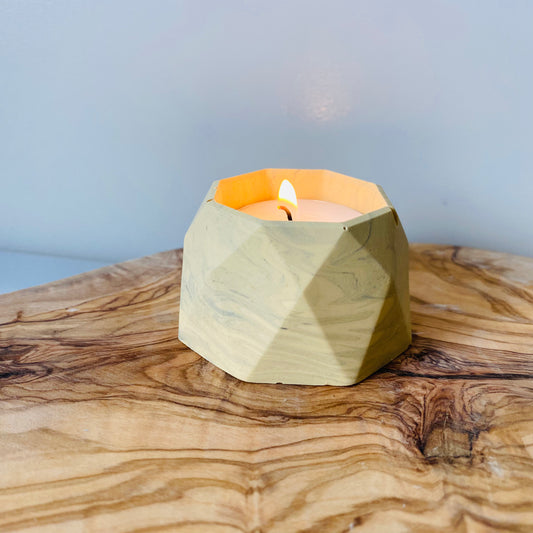 Waxinelicht houder - yellow marble